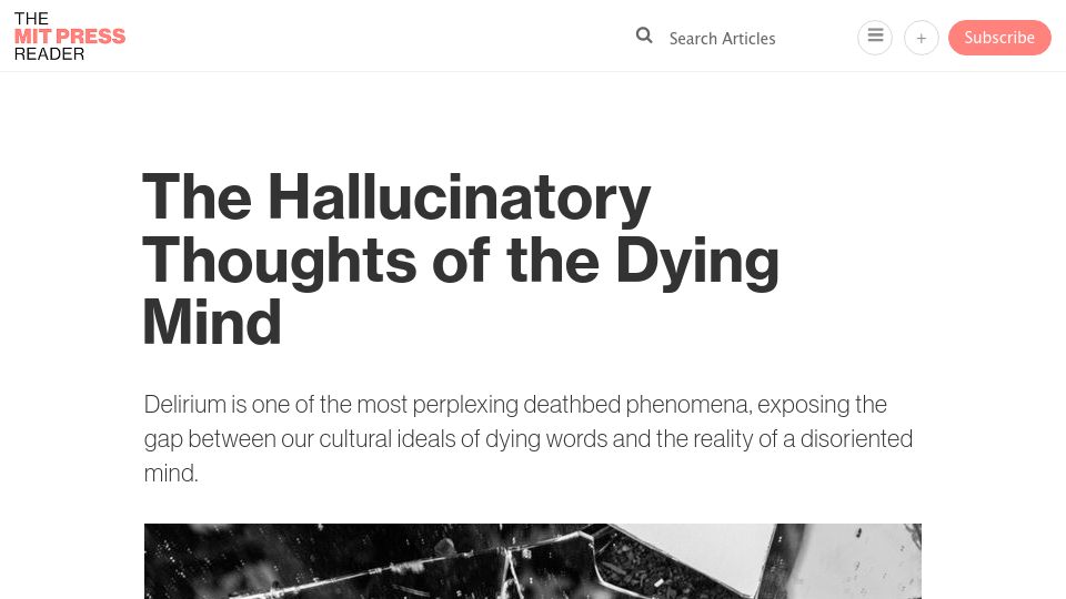 Screenshot of thereader.mitpress.mit.edu: The hallucinatory thoughts of the dying mind