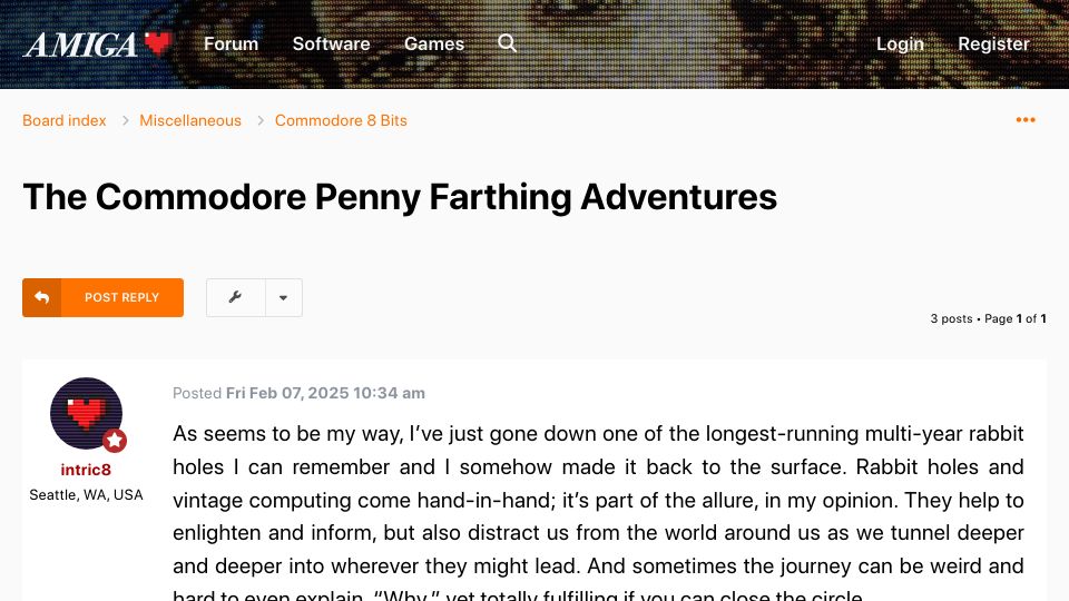 Screenshot of amigalove.com: The Commodore Penny Farthing Adventures