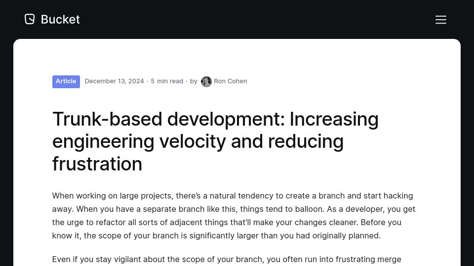 Screenshot of bucket.co: Trunk-Based Development