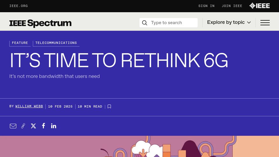 Screenshot of spectrum.ieee.org: 5G networks meet consumer needs as mobile data growth slows