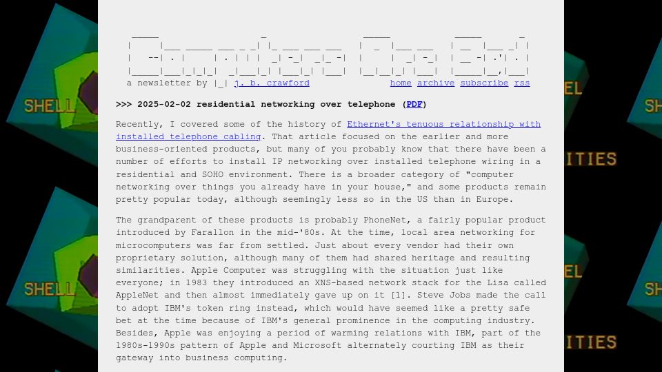 Screenshot of computer.rip: Residential Networking over Telephone