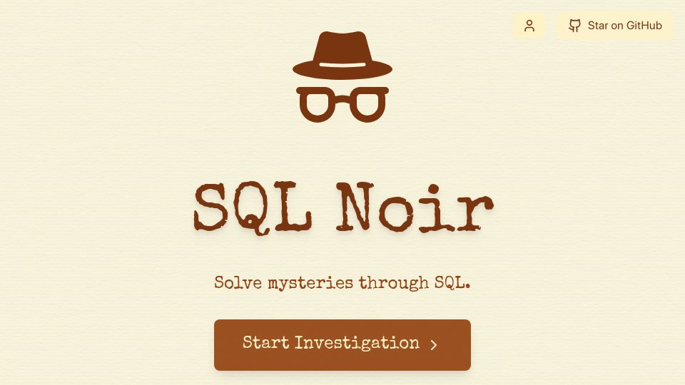 Screenshot of sqlnoir.com: Show HN: SQL Noir – Learn SQL by solving crimes