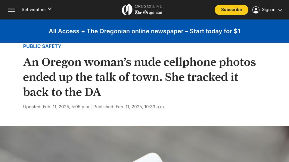Screenshot of oregonlive.com: DA, sheriff, who shared woman's nude photos on phone are covered by QI
