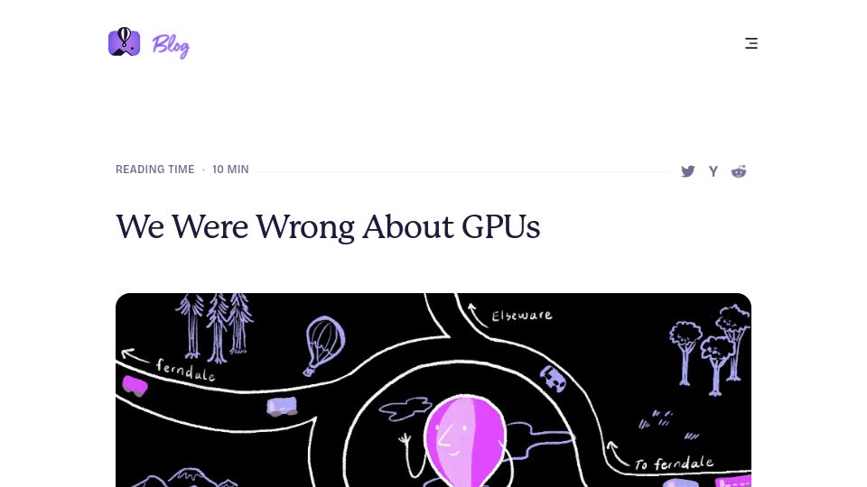 Screenshot of fly.io: We were wrong about GPUs