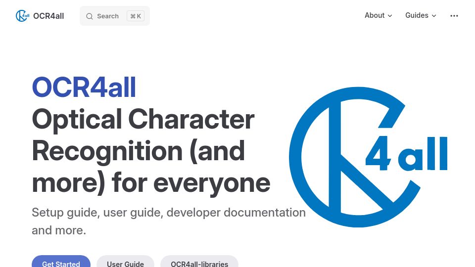 Screenshot of ocr4all.org: OCR4all