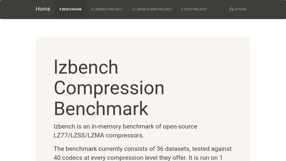 Screenshot of morotti.github.io: Lzbench Compression Benchmark