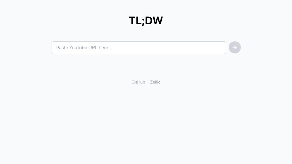 Screenshot of tldw.tube: TL;DW: Too Long; Didn't Watch Distill YouTube Videos to the Relevant Information