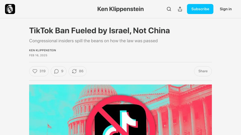 Screenshot of kenklippenstein.com: The reason behind the TikTok ban