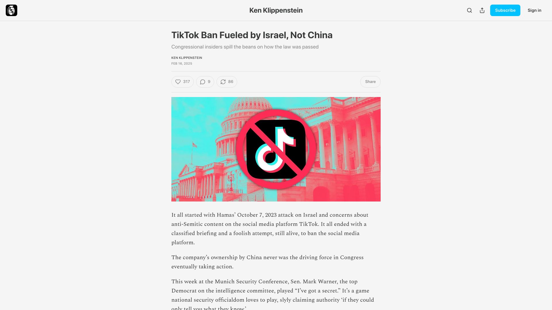 Screenshot of kenklippenstein.com: The reason behind the TikTok ban