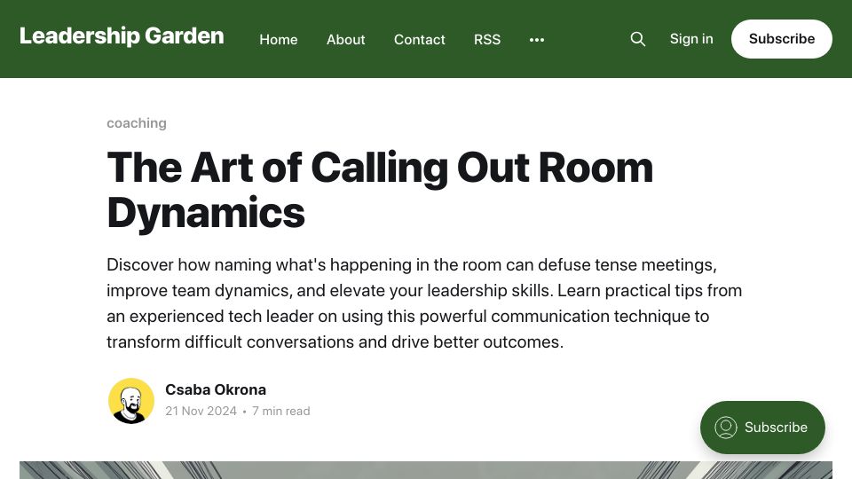 Screenshot of leadership.garden: The art of calling out room dynamics (2024)