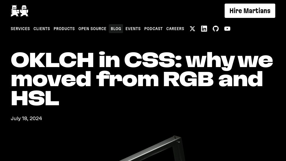 Screenshot of evilmartians.com: Oklch in CSS: why we moved from RGB and HSL (2024)