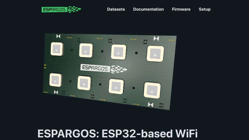 Screenshot of espargos.net: Espargos: ESP32-based WiFi sensing array