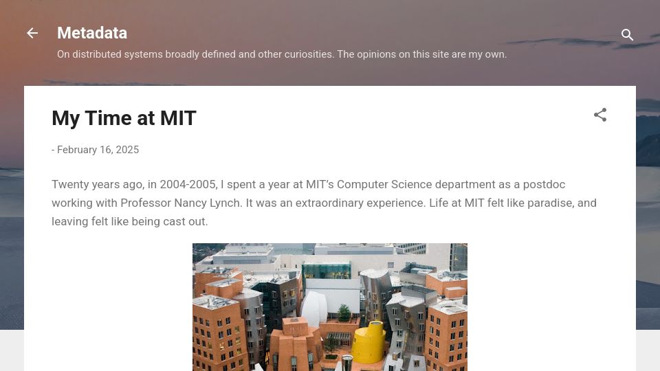 Screenshot of muratbuffalo.blogspot.com: My Time at MIT