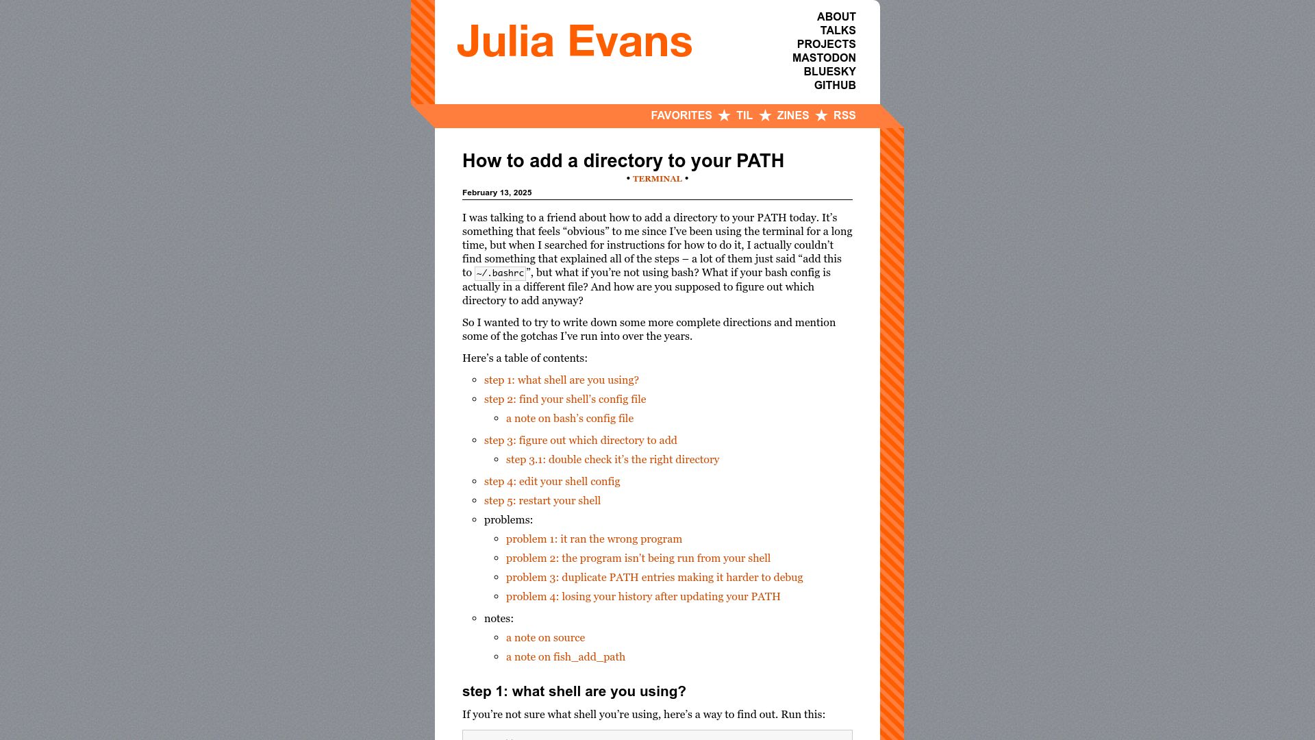 Screenshot of jvns.ca: How to add a directory to your PATH