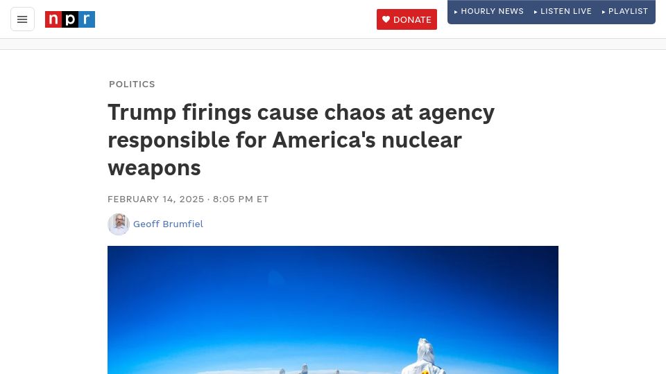 Screenshot of npr.org: Managers given 200 characters to justify not firing nuclear regulators