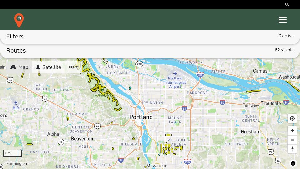 Screenshot of gravelmap.com: Gravel Map