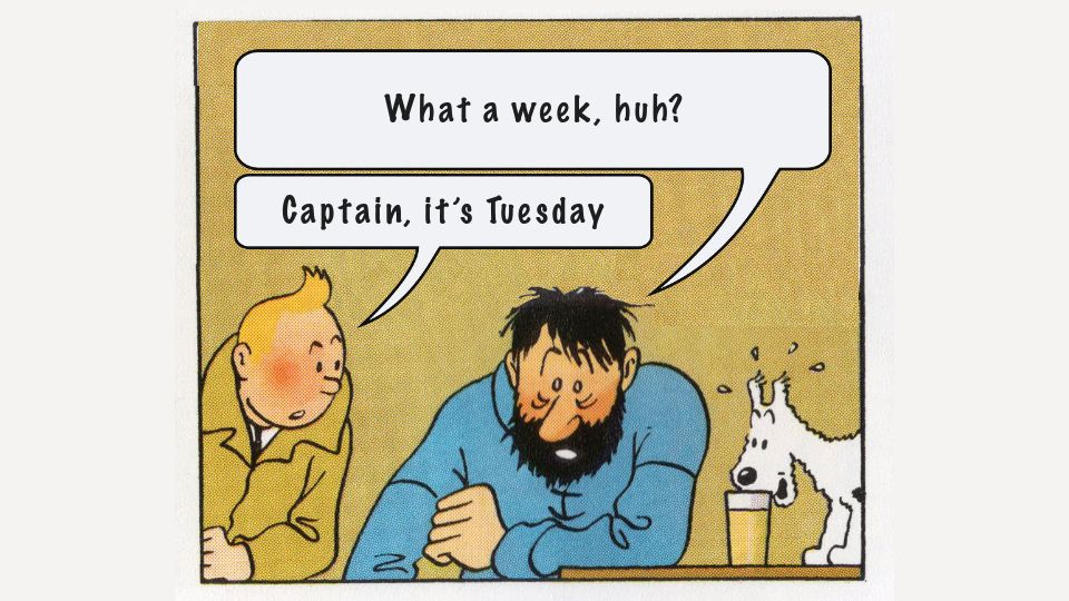 Screenshot of tintin.dlazaro.ca: Show HN: Live-updating version of the 'What a week, huh?' meme