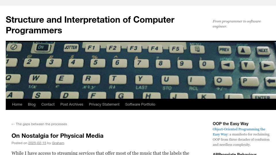Screenshot of sicpers.info: Nostalgia for Physical Media
