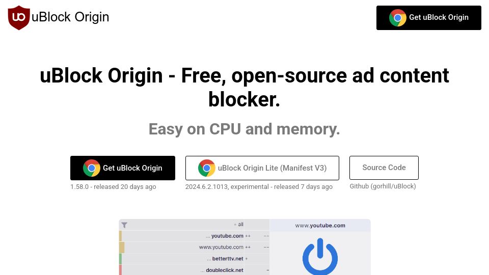 Screenshot of ublockorigin.com: uBlock Origin Has Been Disabled