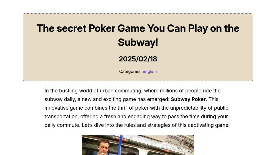 Screenshot of experience.prfalken.dev: A secret poker game you can play on the subway