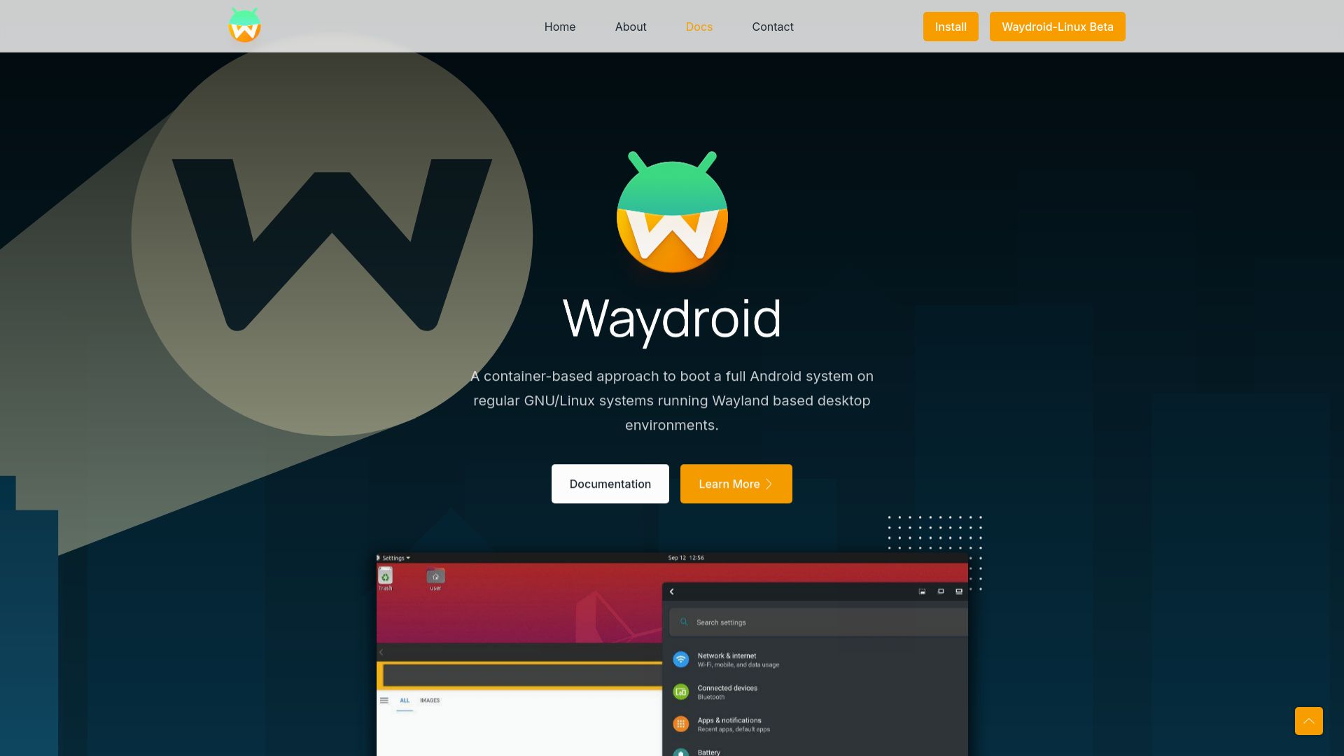 Screenshot of waydro.id: Waydroid – Android in a Linux container