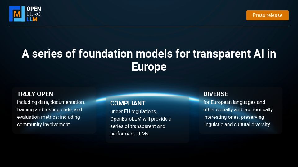 Screenshot of openeurollm.eu: OpenEuroLLM