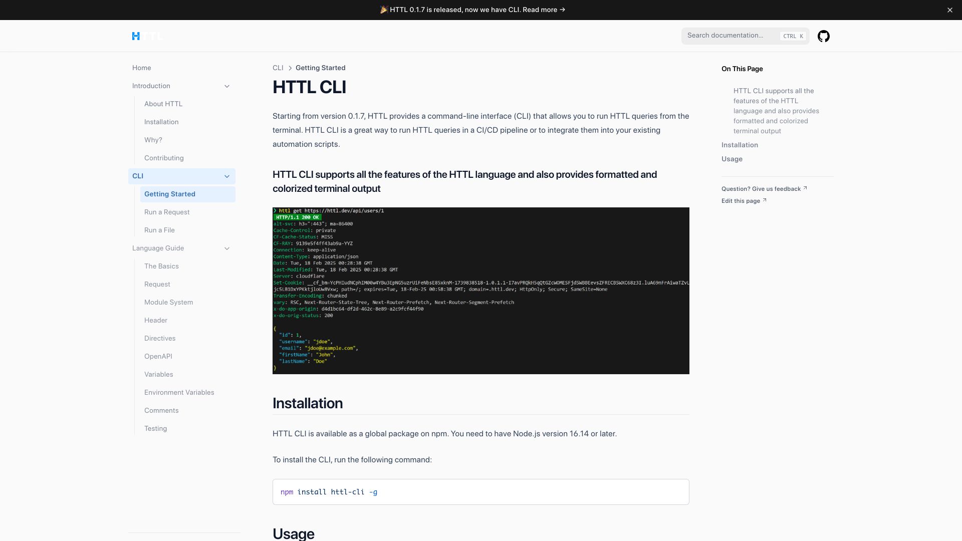 Screenshot of httl.dev: Show HN: A Fast HTTP Request CLI Powered by HTTL