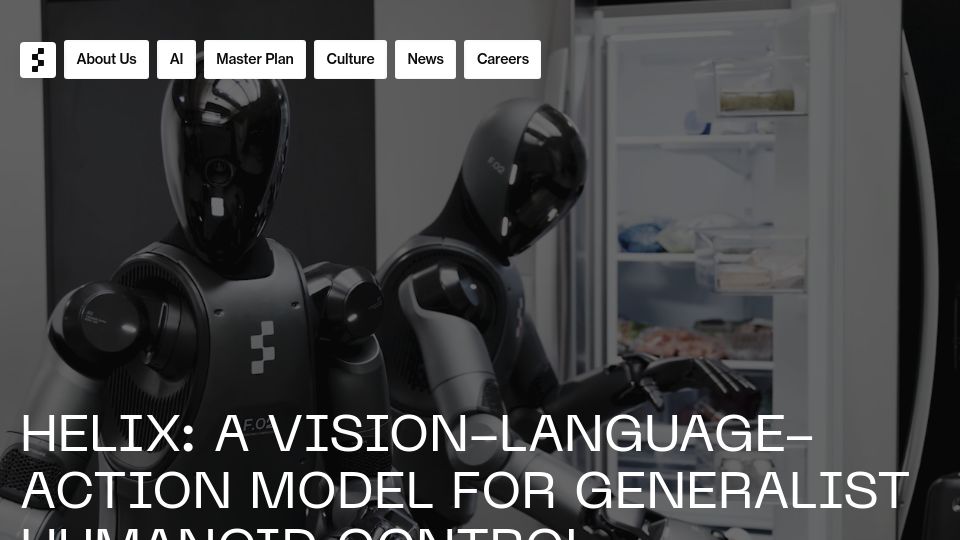 Screenshot of figure.ai: Helix: A vision-language-action model for generalist humanoid control