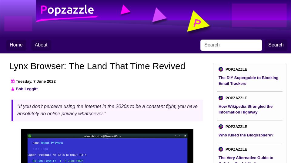 Screenshot of popzazzle.blogspot.com: Lynx Browser: The Land That Time Revived (2022)