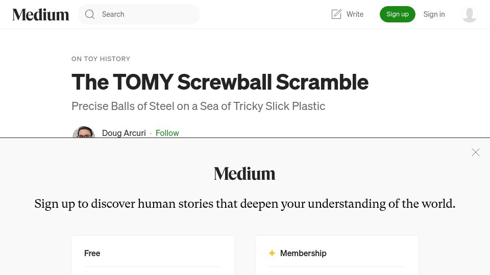 Screenshot of medium.com: The TOMY Screwball Scramble