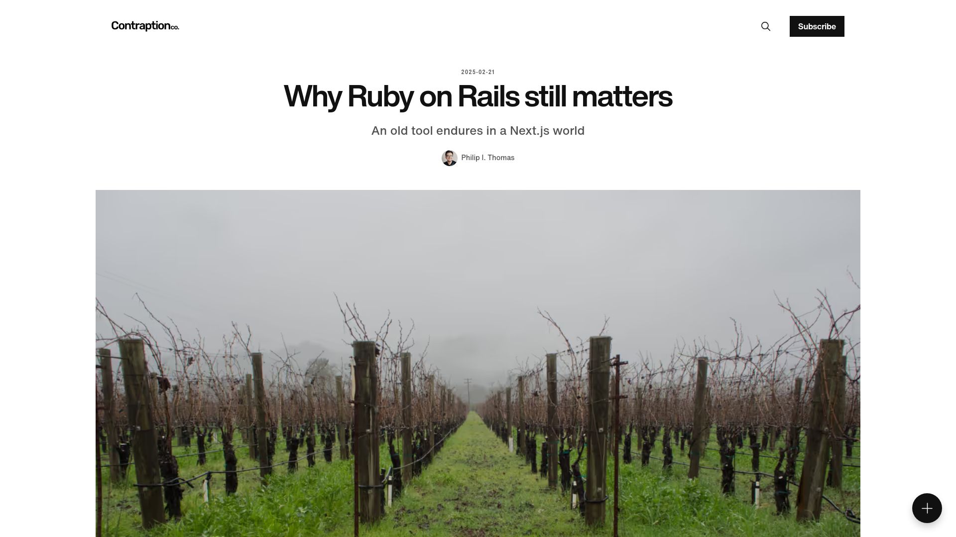 Screenshot of contraption.co: Why Ruby on Rails still matters