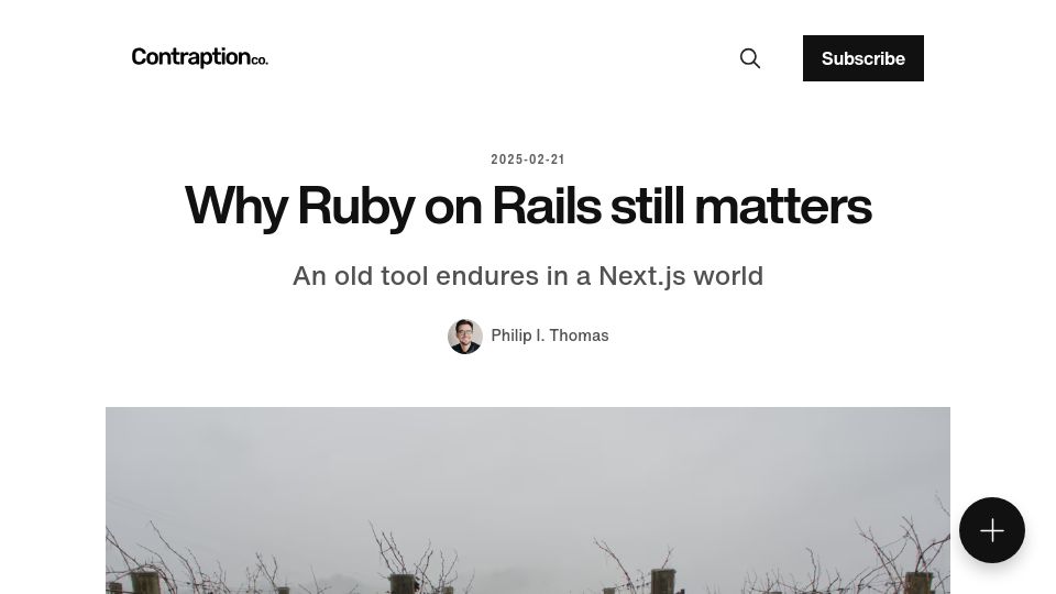 Screenshot of contraption.co: Why Ruby on Rails still matters