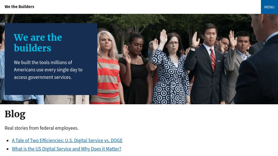 Screenshot of wethebuilders.org: We are the builders