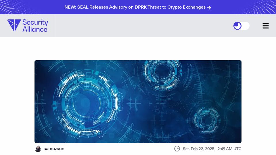 Screenshot of securityalliance.org: SEAL Advisory on DPRK Threat to Crypto Exchanges