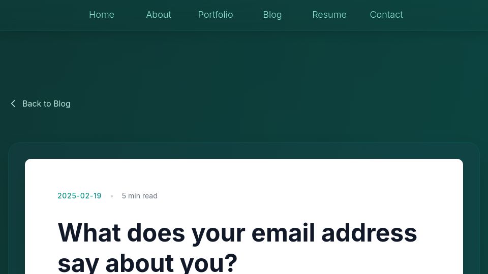 Screenshot of maximepeabody.com: What Your Email Address Reveals About You: LLMs and Digital Footprints