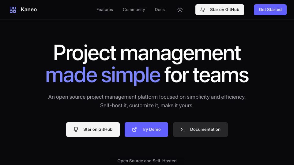 Screenshot of kaneo.app: Kaneo – An open source project management platform