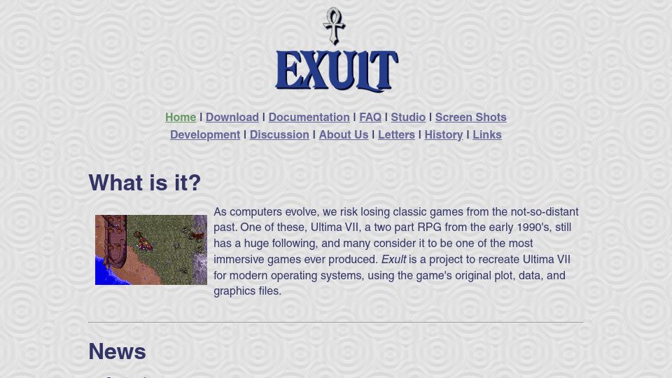 Screenshot of exult.sourceforge.io: Exult: Recreating Ultima VII for modern operating systems