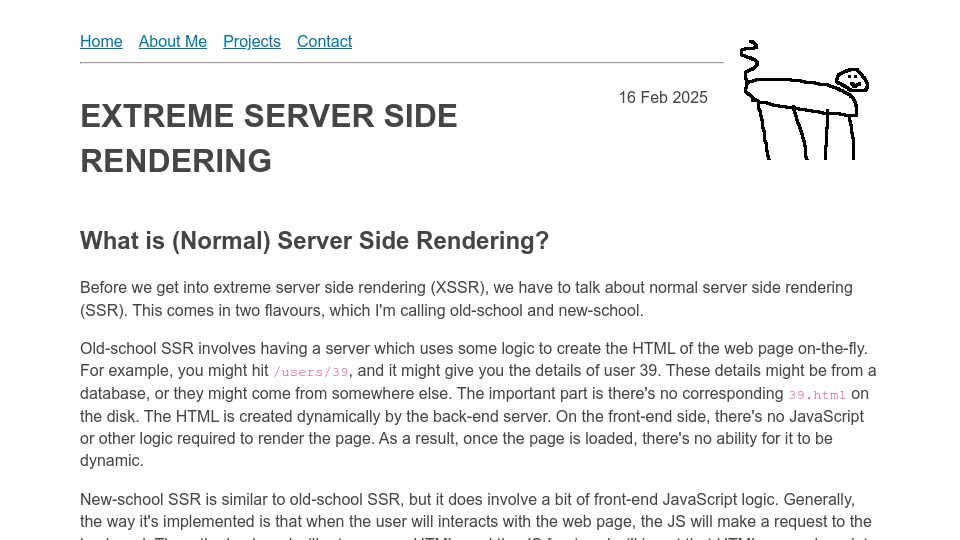 Screenshot of scd31.com: Extreme Server Side Rendering