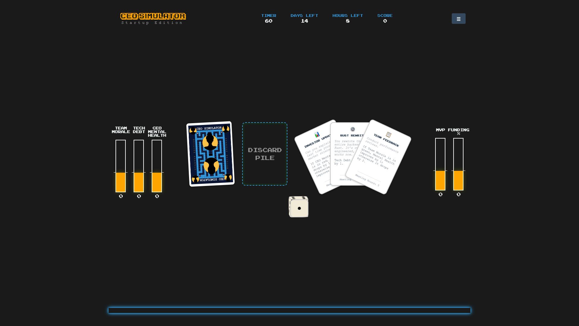 Screenshot of ceosimulator.vercel.app: CEO Simulator: Startup Edition