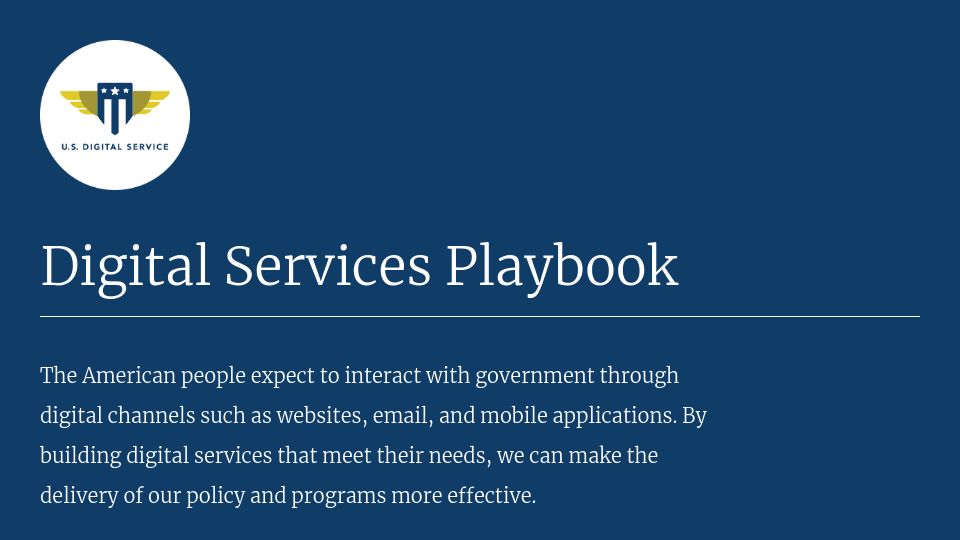 Screenshot of playbook.usds.gov: Digital Services Playbook