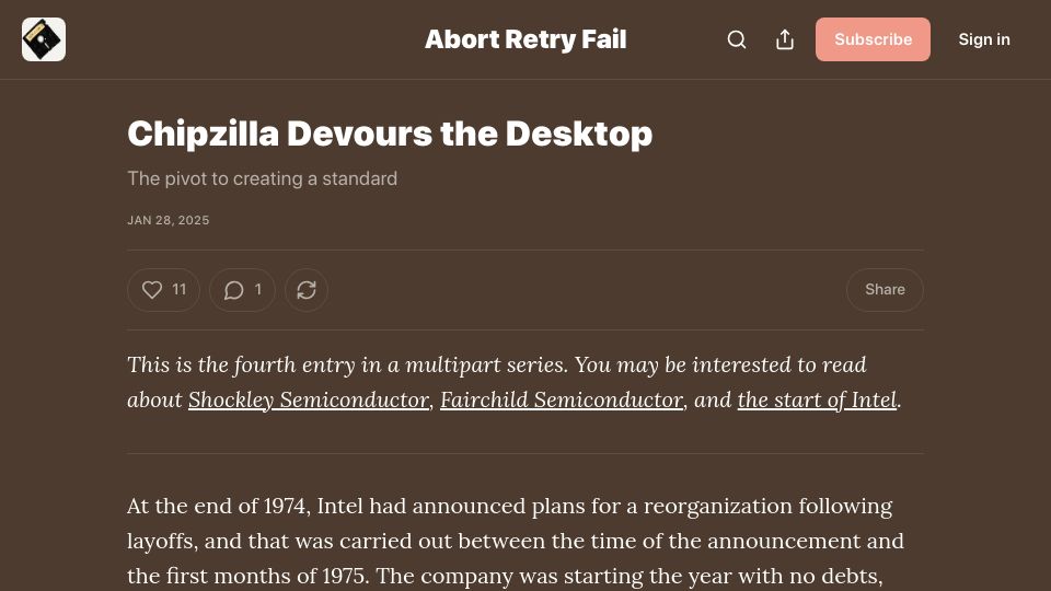 Screenshot of abortretry.fail: Chipzilla Devours the Desktop