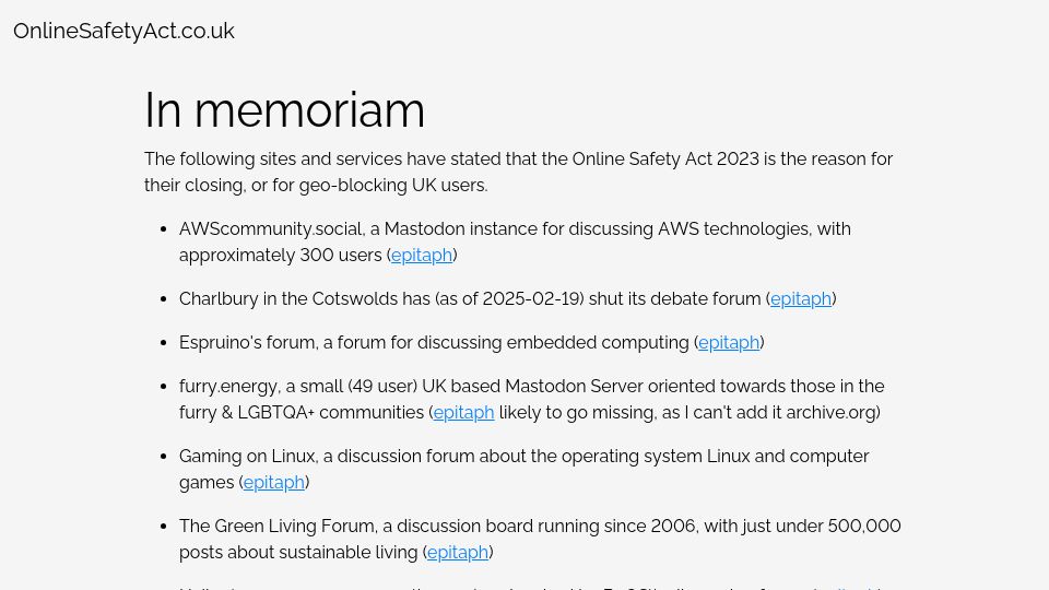 Screenshot of onlinesafetyact.co.uk: In memoriam