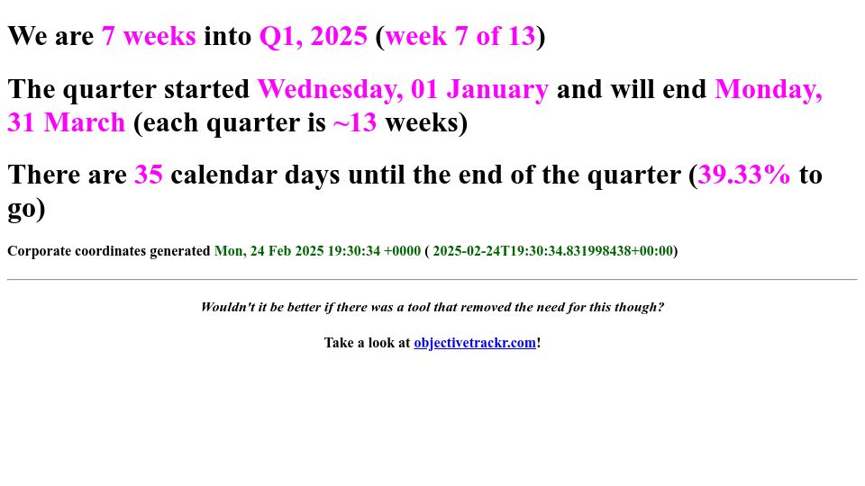 Screenshot of corporate.watch: Show HN: I made a site to tell the time in corporate