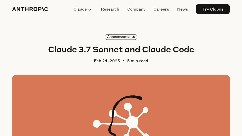 Screenshot of anthropic.com: Claude 3.7 Sonnet and Claude Code