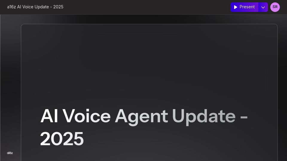 Screenshot of gamma.app: A16Z AI Voice Update 2025