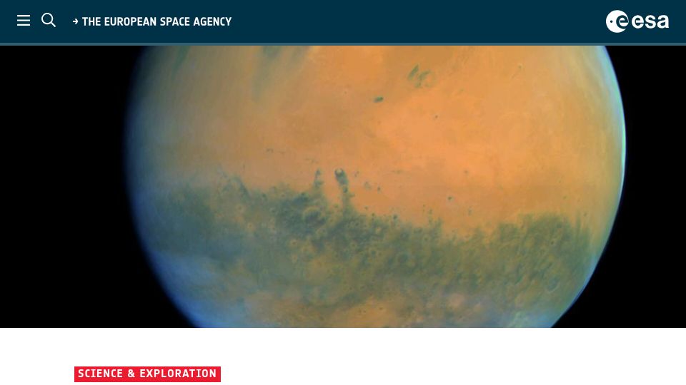 Screenshot of esa.int: Have we been wrong about why Mars is red?