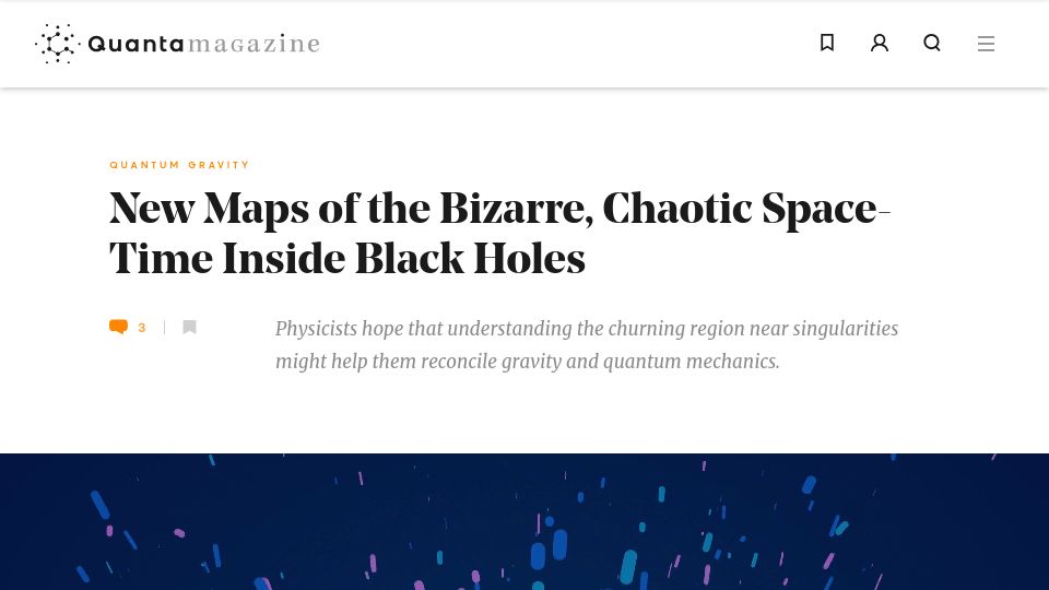 Screenshot of quantamagazine.org: New maps of the chaotic space-time inside black holes