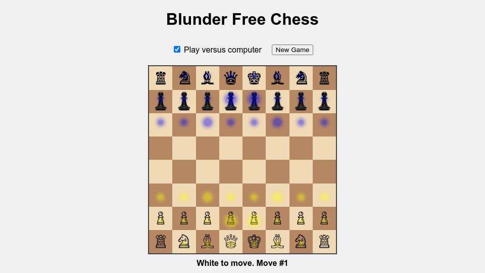 Screenshot of taonexus.com: Blunder Free Chess – visualize which squares are attacked