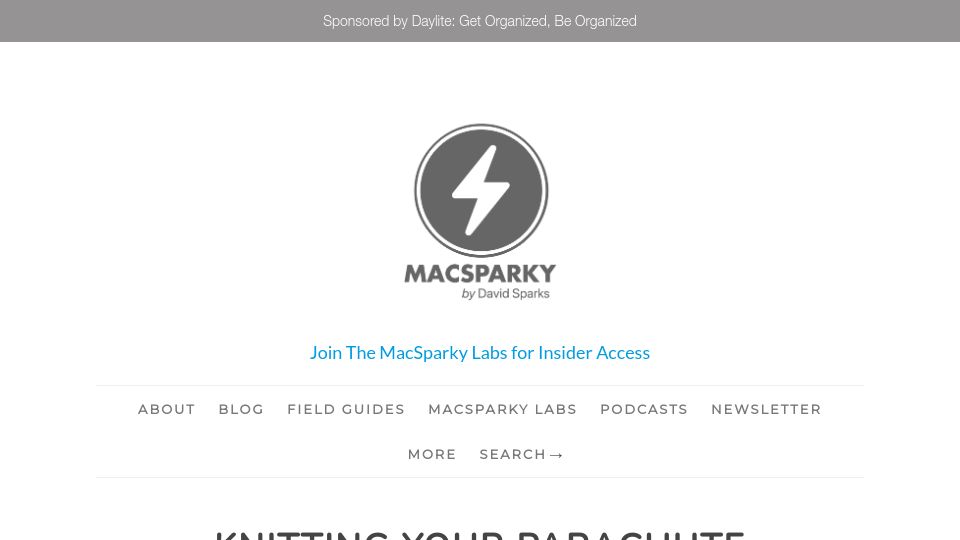 Screenshot of macsparky.com: Knitting Your Parachute