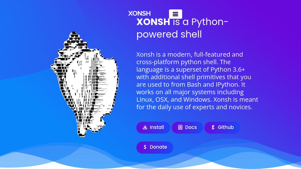 Screenshot of xon.sh: Xonsh – A Python-powered shell